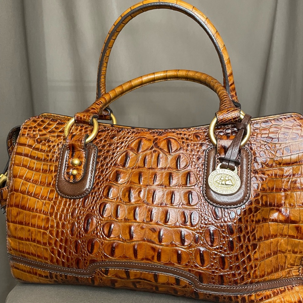 👜 Brahmin Genevieve Brunello Anywhere Convertible Satchel | Melbourne Croc | Eve